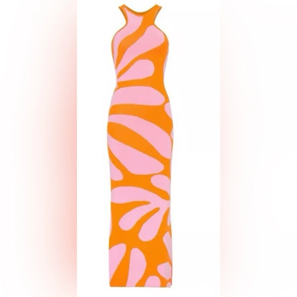 NWT Solid & Striped Knit Sia Maxi Dress – Carnation Pink/Clementine, Size S - Picture 3 of 6